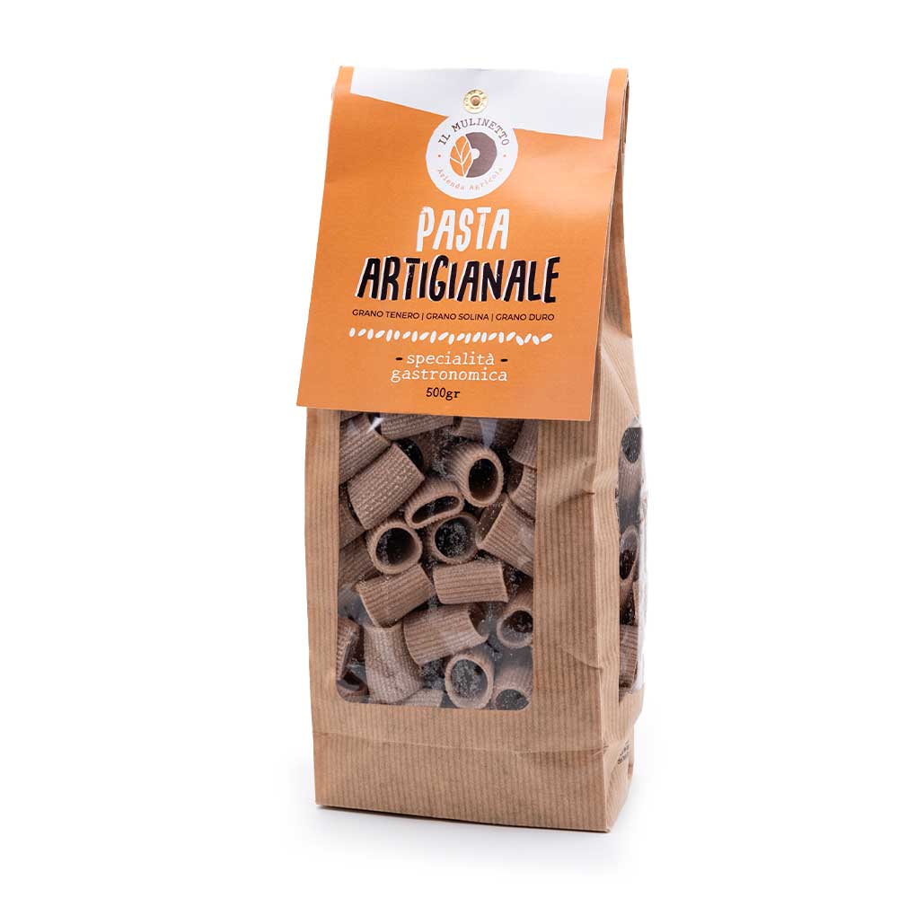 Mezze maniche artigianali Il Mulinetto, pasta abruzzese trafilata al bronzo con grano tenero e grano Solina