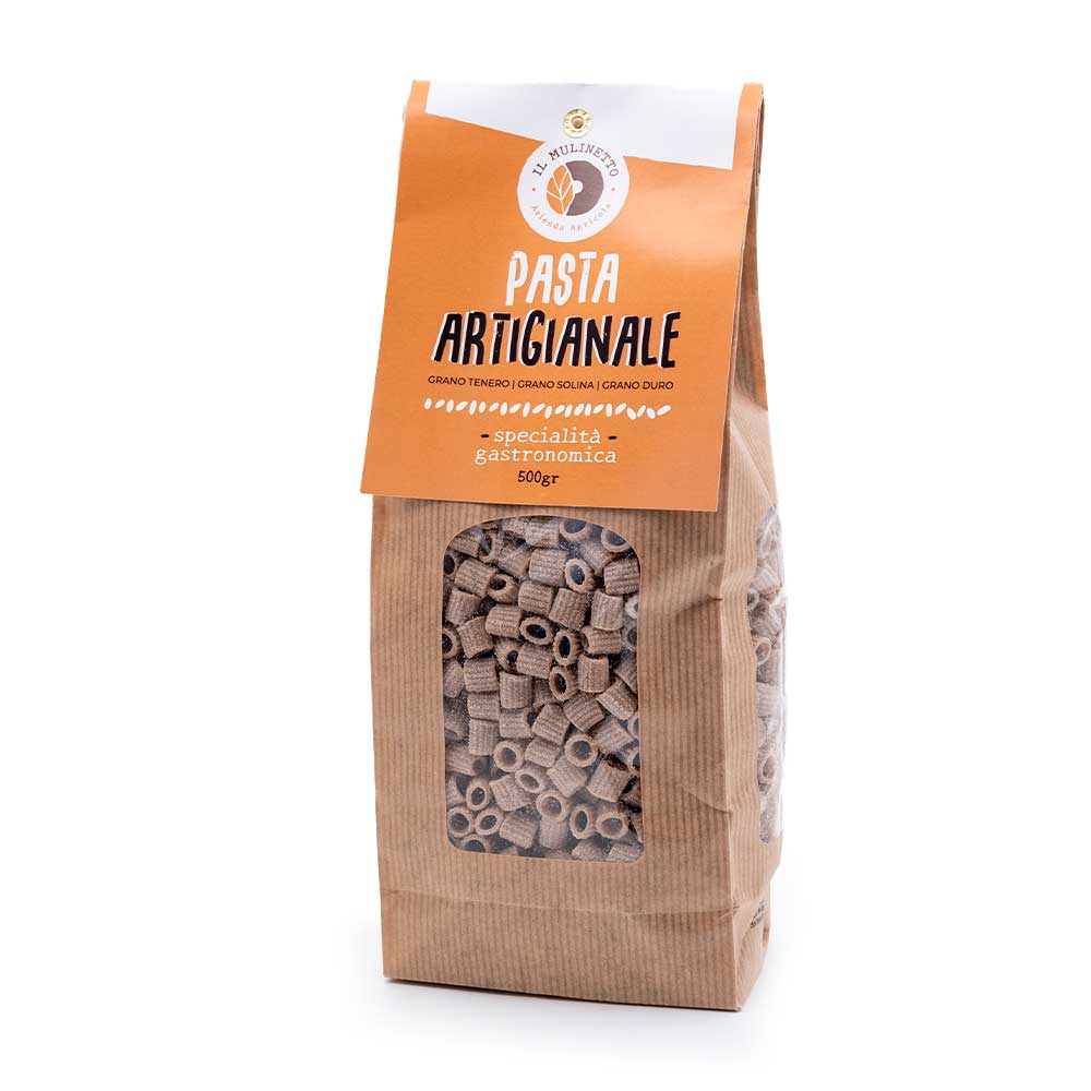 Tubetti artigianali Il Mulinetto, pasta abruzzese trafilata al bronzo con grano tenero e grano Solina